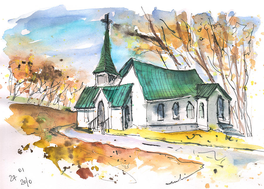 Church in Friars Point Mississippi Painting by Miki De Goodaboom