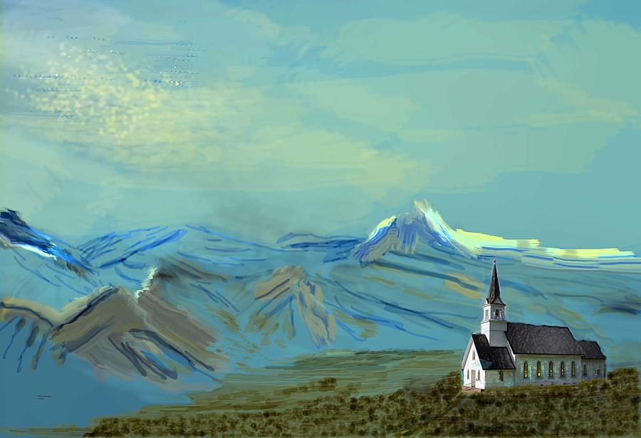 Mountain Digital Art - Church in the Mountains by Terri Johnson