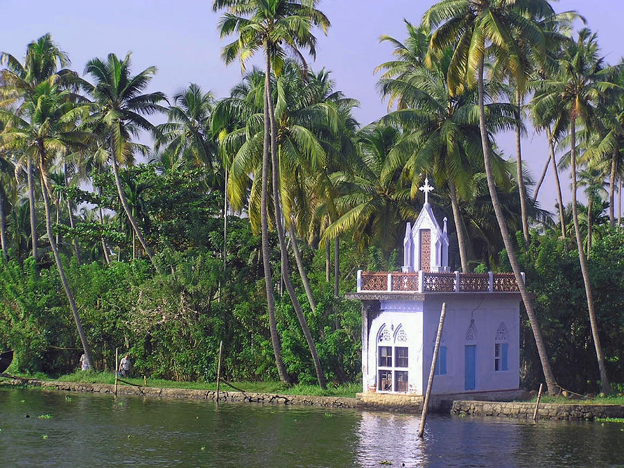 Church located on a coastal lagoon in Kerala in India Photograph by Ashish Agarwal