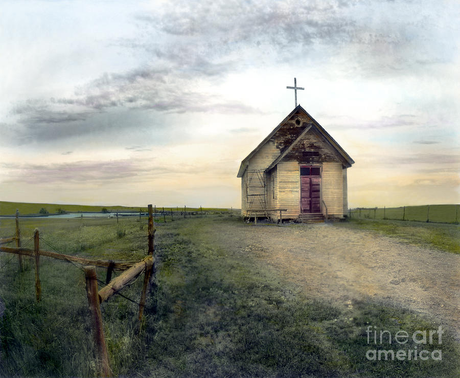Vintage Photograph - Church On The Prairie by Jill Battaglia