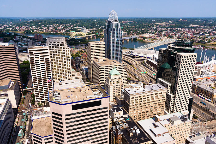 Cincinnati Aerial Skyline 2012 Photograph by Paul Velgos