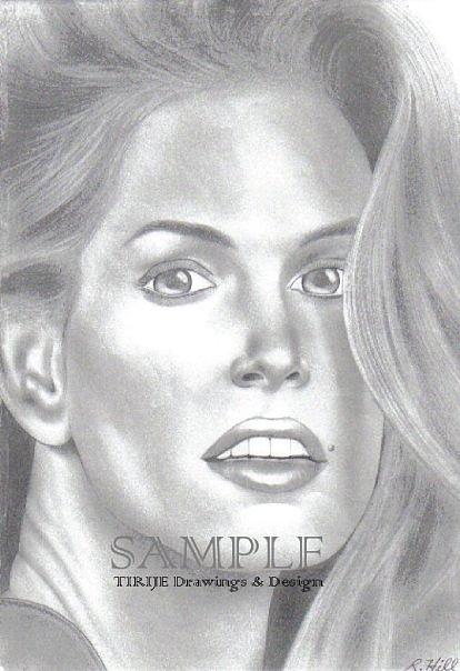 Portrait Drawing - Cindy Crawford by Rick Hill