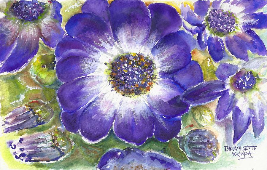 Purple Painting - Cineraria of South Africa  by Bernadette Krupa