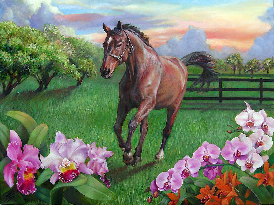 Cisco at Wild Orchid Farm Painting by Nancy Tilles