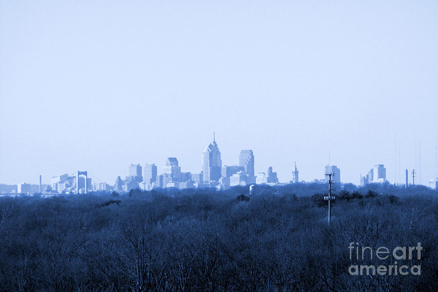 City In The Distance Blue Tint Photograph by Susan Stevenson