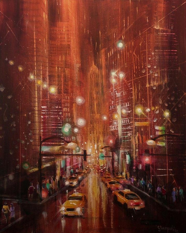 City Lights 2 Painting by Tom Shropshire