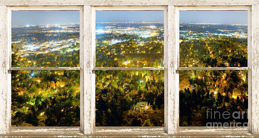 City Lights White Rustic Picture Window Frame Photo Art View Photograph by James BO Insogna