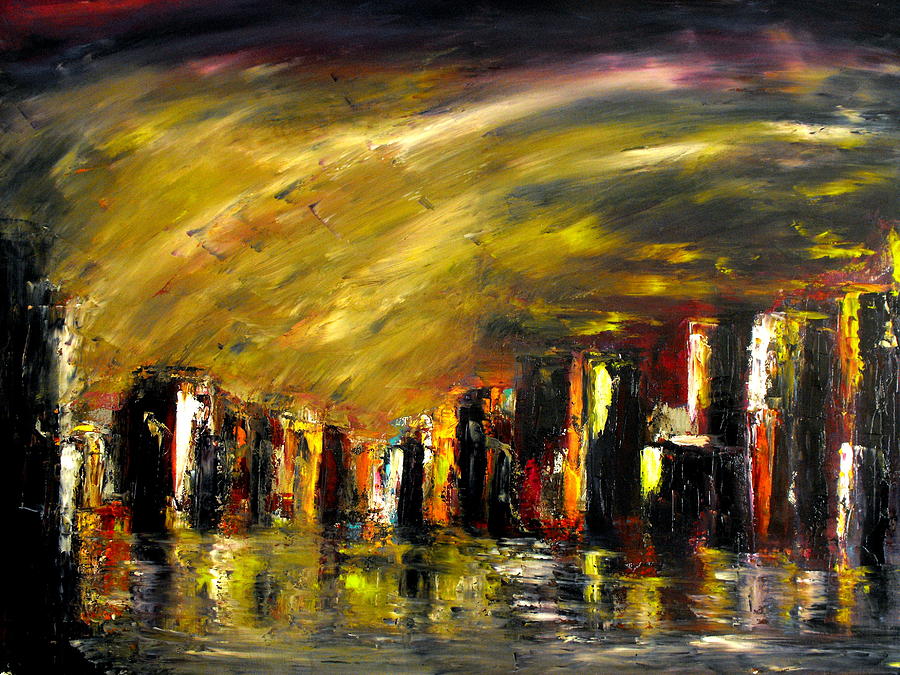 Expression Painting - City Night by Marchini Pierre paul
