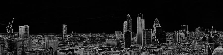 City of London white on black panorama Photograph by Gary Eason
