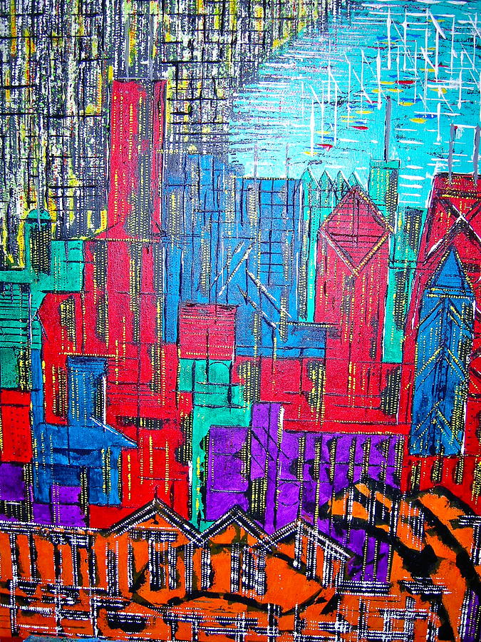 City of Tall Buildings Painting by George Riney