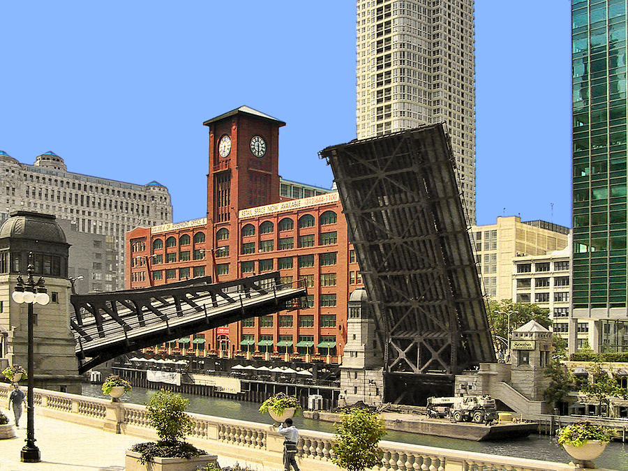 Up Movie Photograph - Clark Street Bridge Chicago - A contrast in time by Alexandra Till
