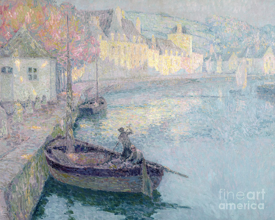 Boat Painting - Clear Morning - Quimperle by Henri Le Sidaner