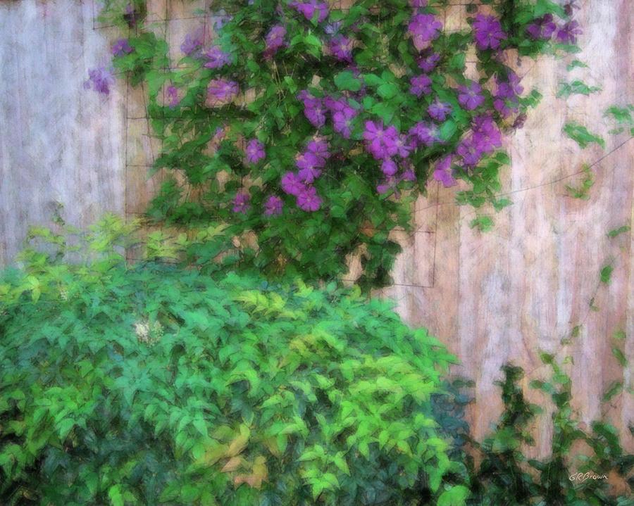 Clematis and Nandinas Digital Art by Greg Reed Brown