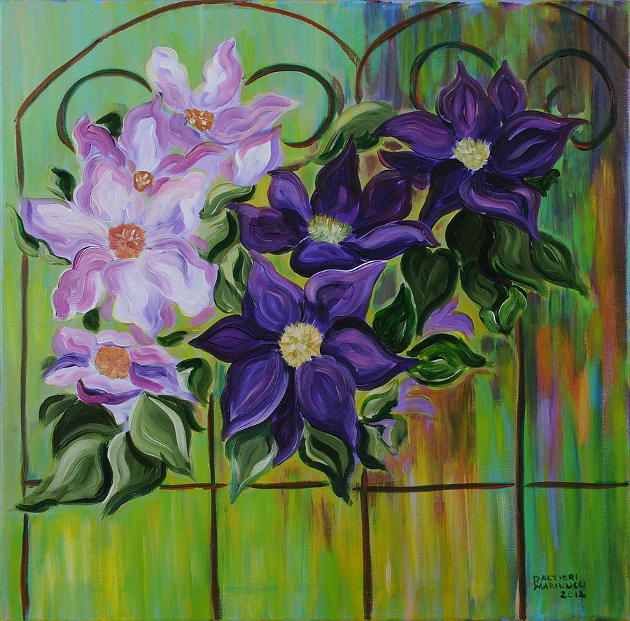 Clematis Painting - Clematis in Bloom by Dani Altieri Marinucci