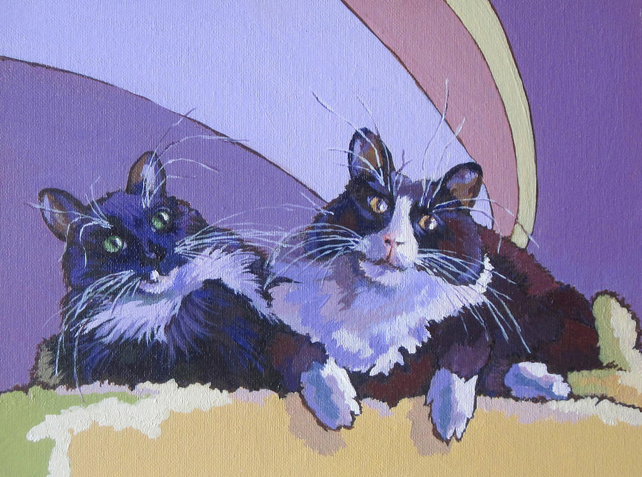 Cat Painting - Cleo and Cloe by Sandy Tracey