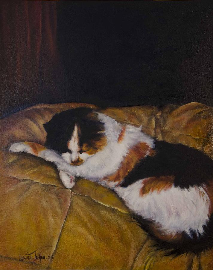 Cleo on the Blanket Painting by Laurie Tietjen