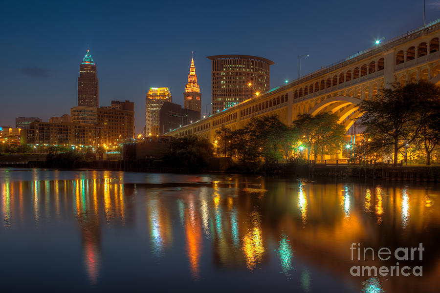 Cleveland Skyline Morning Twilight I Photograph by Clarence Holmes