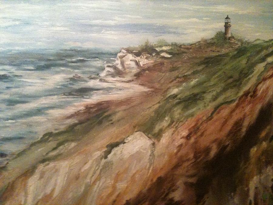 Nature Painting - Cliff Side - Newport by Karen  Ferrand Carroll