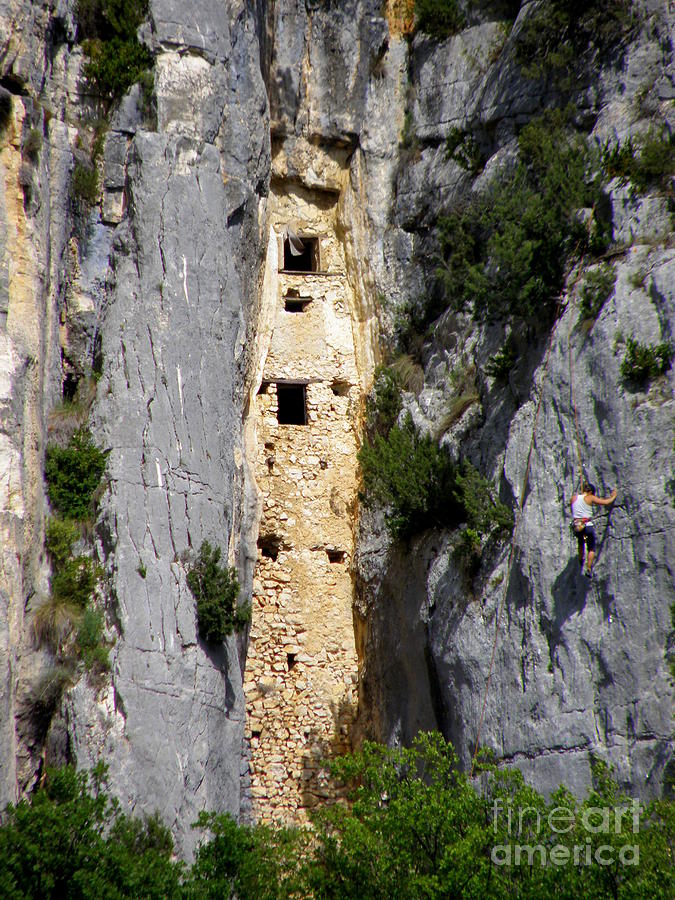 Climber Near Prehistoric Cliff Dwelling Photograph by Lainie Wrightson