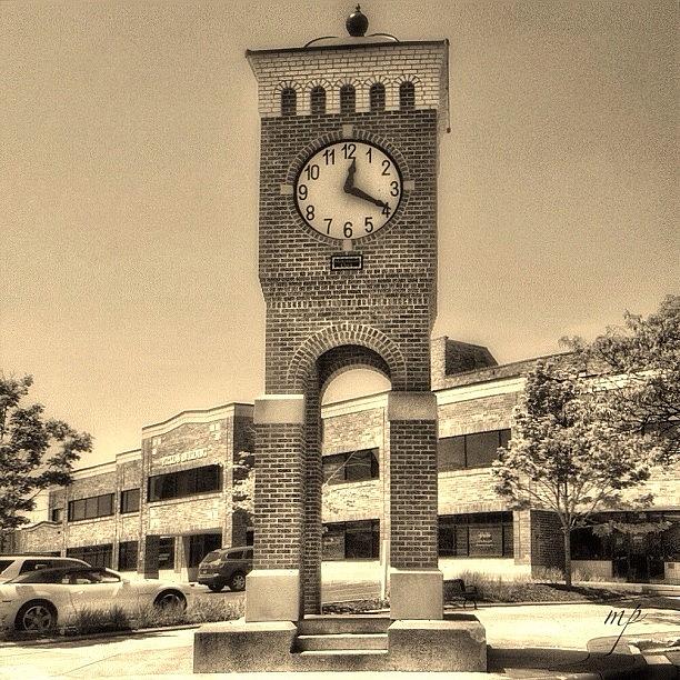 Vintage Photograph - Clock Tower by Maury Page