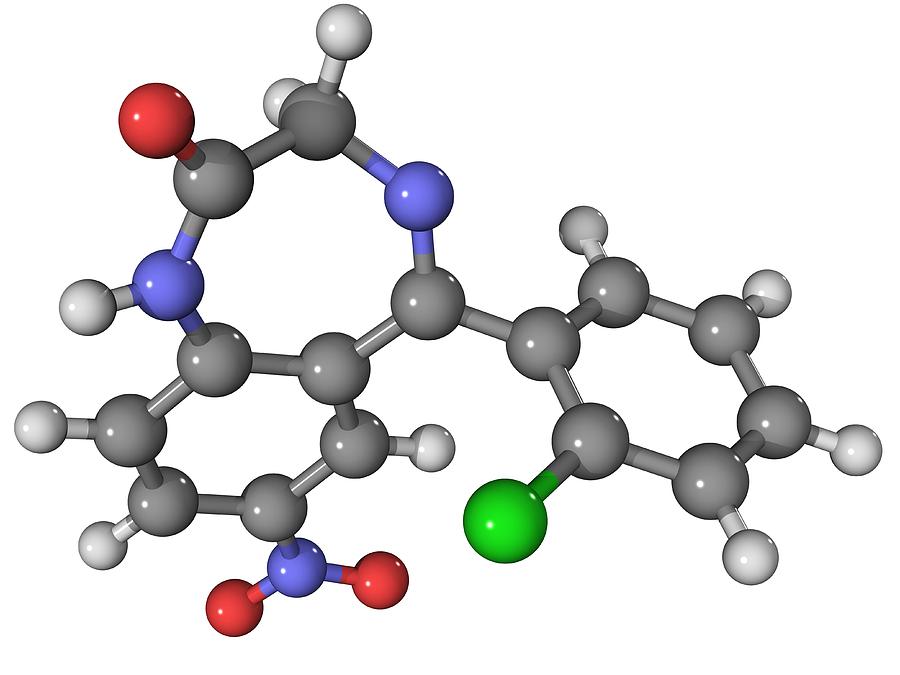 Molecular Photograph - Clonazepam Drug Molecule by Laguna Design