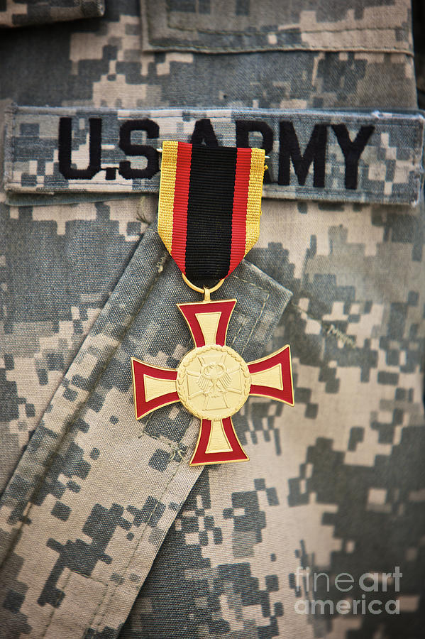 Operation Enduring Freedom Photograph - Close-up View Of A German Gold Cross by Terry Moore