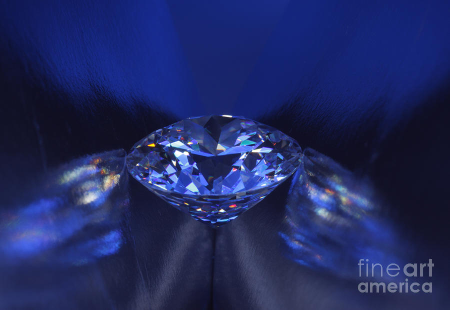 Closeup Blue Diamond In Blue Light Jewelry By Atiketta Sangasaeng