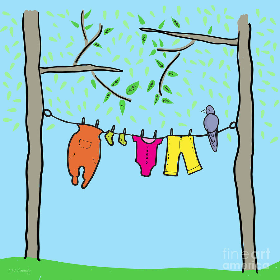 Tree Drawing - Clothesline  by HD Connelly