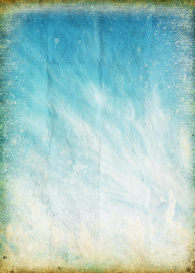 Cloud And Blue Sky On Old Grunge Paper Photograph