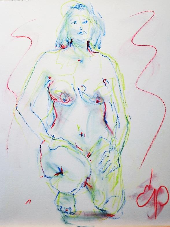 Nude Female Painting - Cloud Castle 4 by Elizabeth Parashis