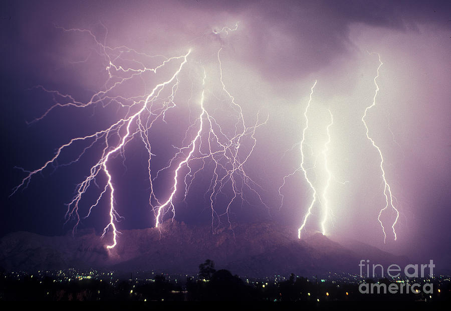 Tucson Photograph - Cloud to Ground Lightning by John A Ey III and Photo Researchers