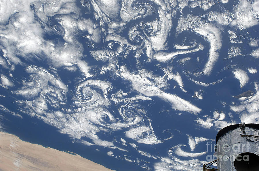 Cloud Vortex Streets Off The Coast Photograph by Stocktrek Images