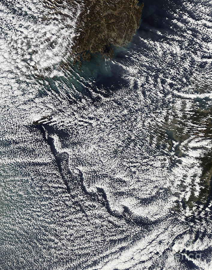 Space Photograph - Cloud Vortices Off Cheju Do, South by Stocktrek Images