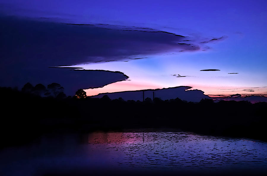 Clouded Sunset Over the Tomoka Photograph by DigiArt Diaries by Vicky B Fuller
