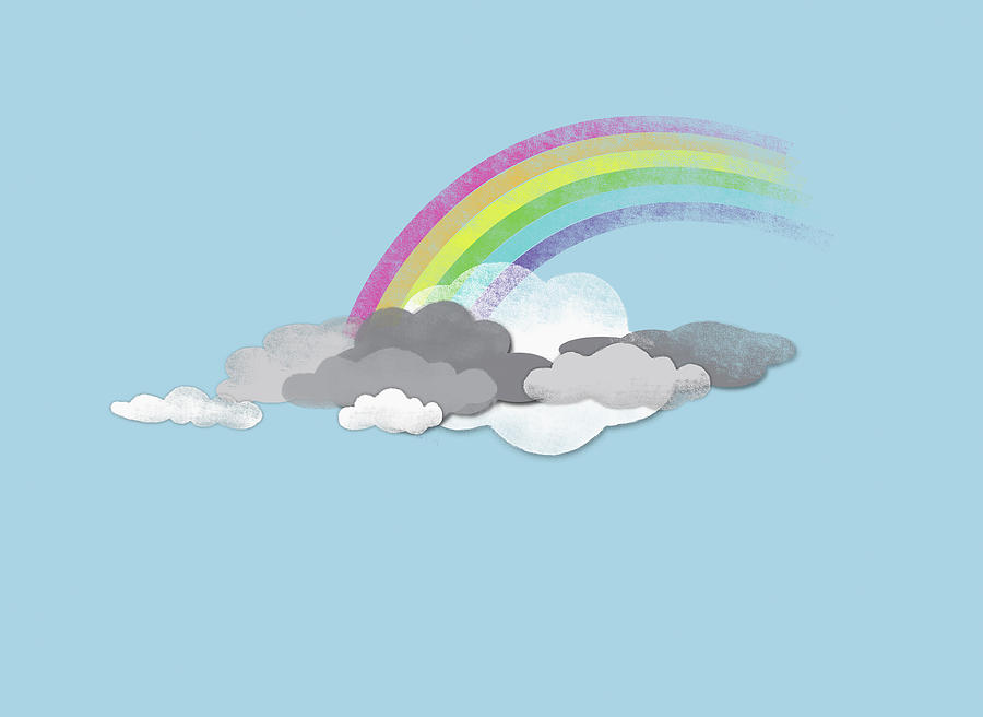 Horizontal Digital Art - Clouds And A Rainbow by Jutta Kuss