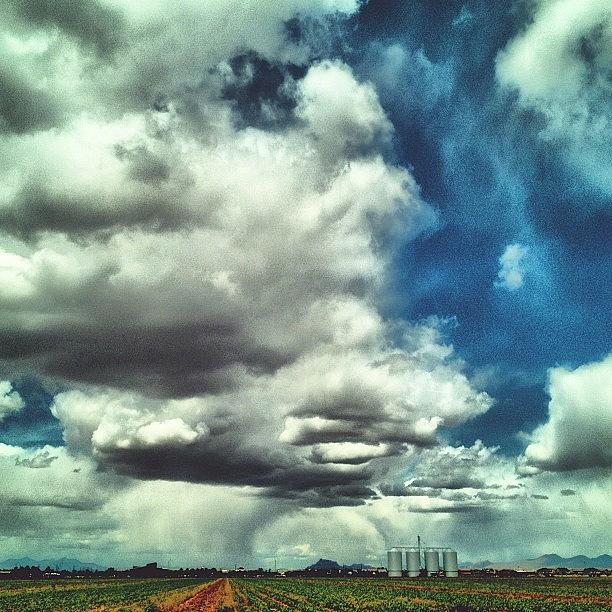 Nature Photograph - Clouds And Some Silos. I Live In An by #merek Davis