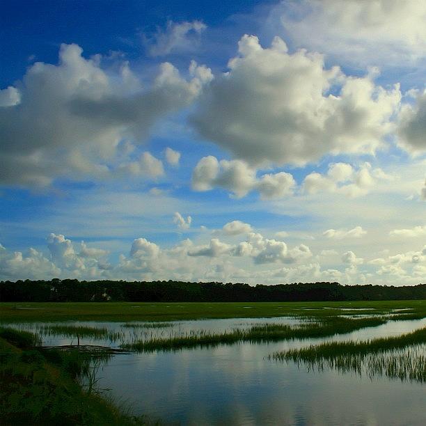 Nature Photograph - Clouds Over The Marsh by Tony Delsignore