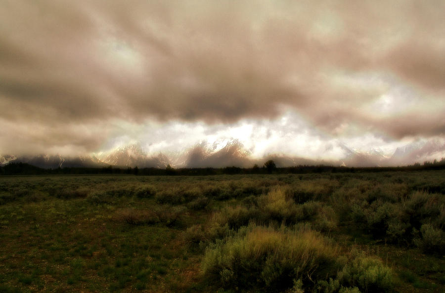 Mountain Photograph - Clouds over the Tetons by Ellen Heaverlo