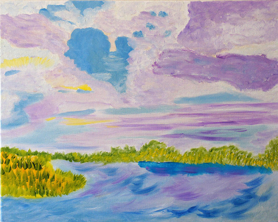 Clouds Reflections Painting by Meryl Goudey