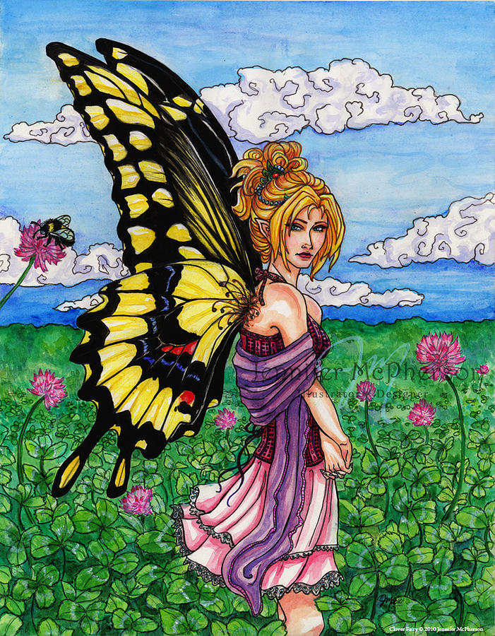 Fairy Painting - Clover Fairy by Jennifer McPherson