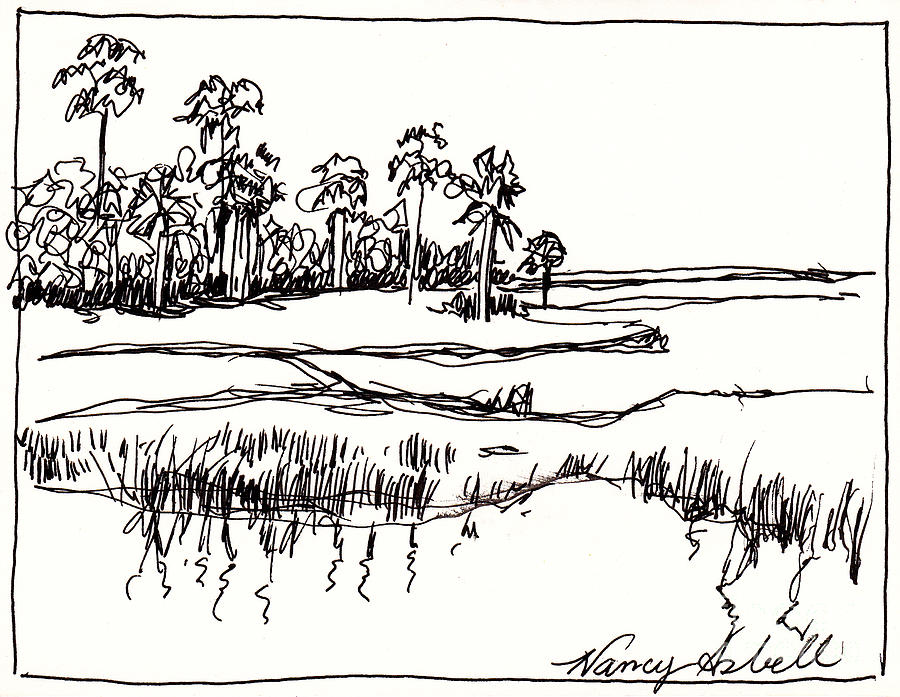 Coastal Marsh Drawing by Michele Hollister for Nancy Asbell