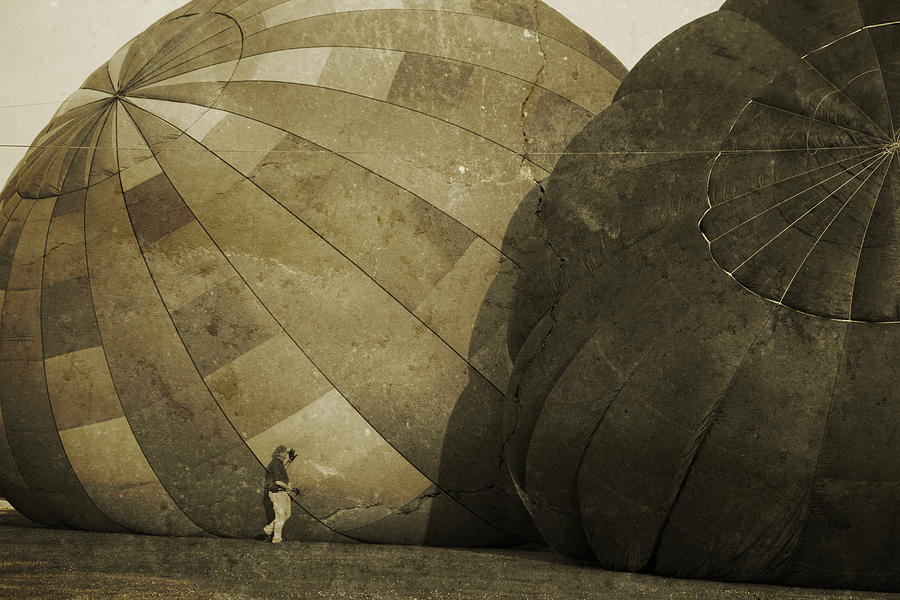 Vintage Photograph - Coaxing the Balloons by Betsy Knapp
