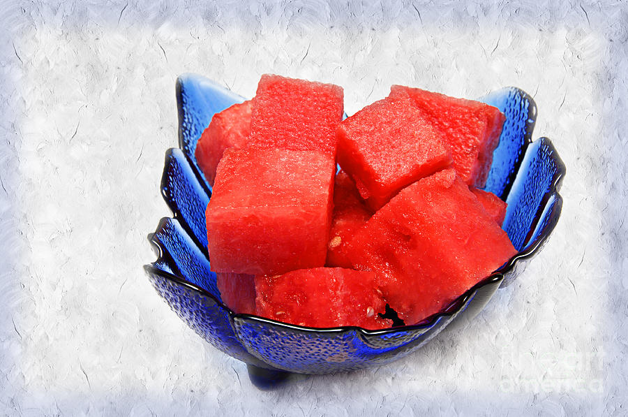 Juice Photograph - Cobalt Blue Watermelon Boat by Andee Design