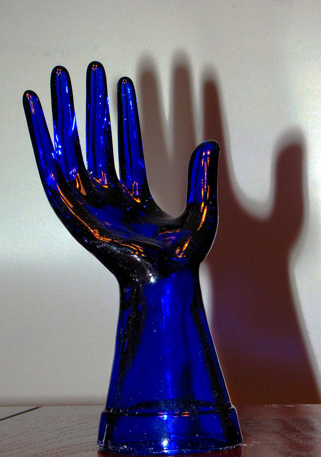 Cobalt Blue Glass Photograph - Cobalt Hand by Denise Keegan Frawley