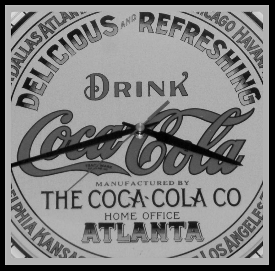 Atlanta Photograph - COCA COLA CLOCK in BLACK AND WHITE by Rob Hans