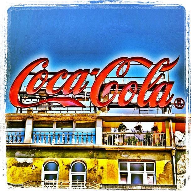Sign Photograph - Coca Cola Sign In Sofia. #sofia by Richard Randall