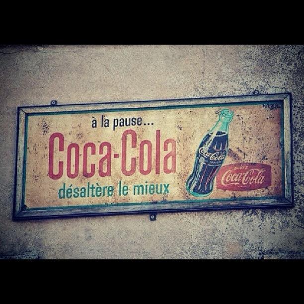 Vintage Photograph - #cocacola #cola #drink #sign by Val Lao