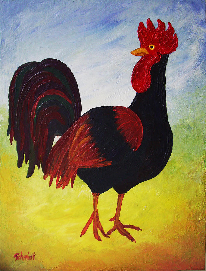 Cock of the Walk Painting by Ginny Schmidt