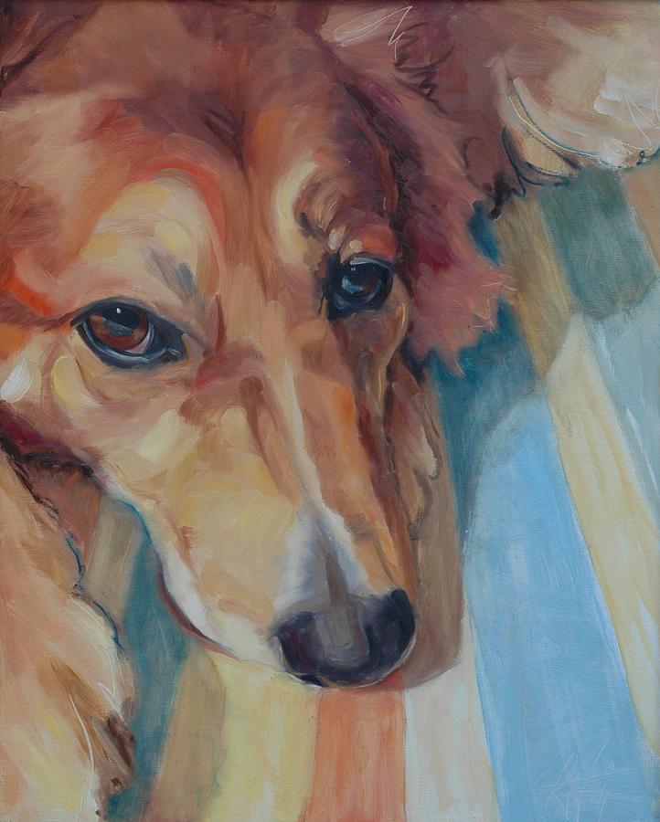 Dog Painting - Cody in Repose by Pet Whimsy  Portraits
