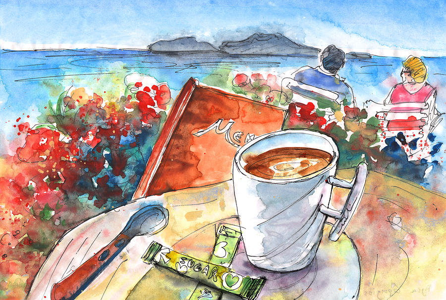 Coffee Break in Agia Georgios in Crete Painting by Miki De Goodaboom